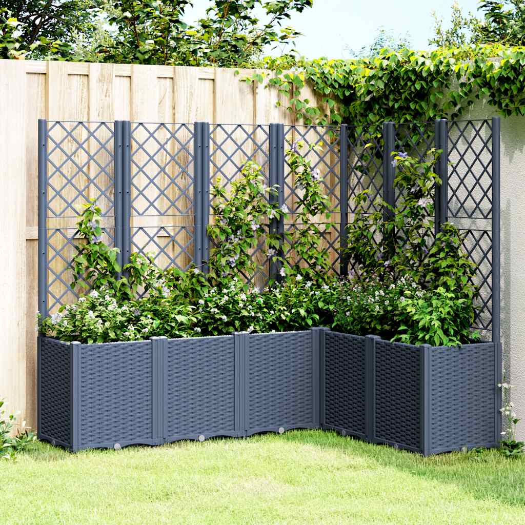 vidaXL Jardinera con enrejado PP azul gris 160x120x140 cm