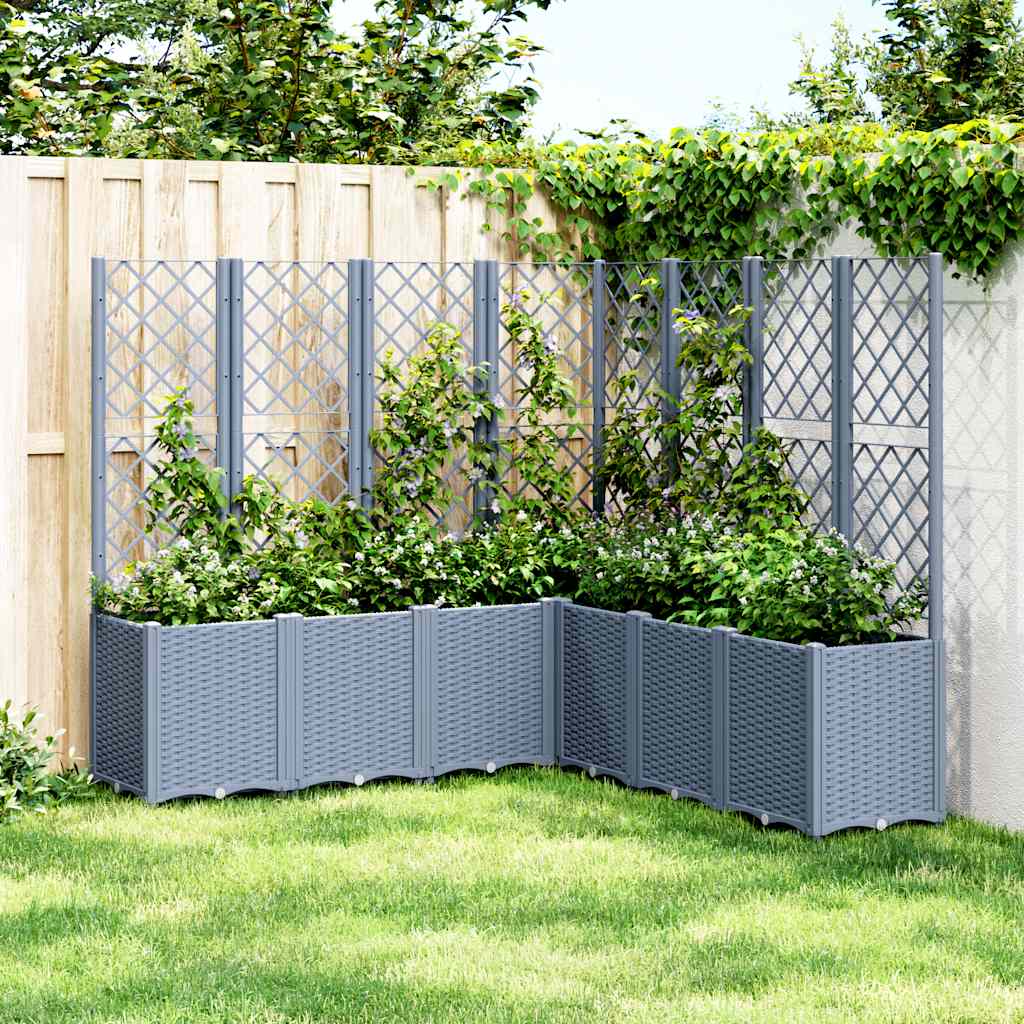 vidaXL Jardinera con enrejado PP azul gris 160x160x140 cm