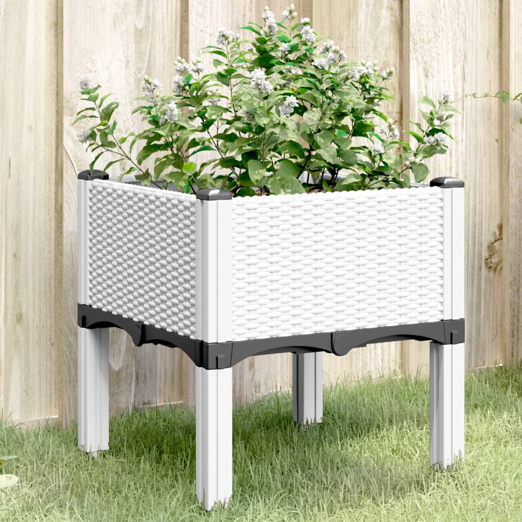 vidaXL Jardinera con patas PP blanco 40x40x42 cm