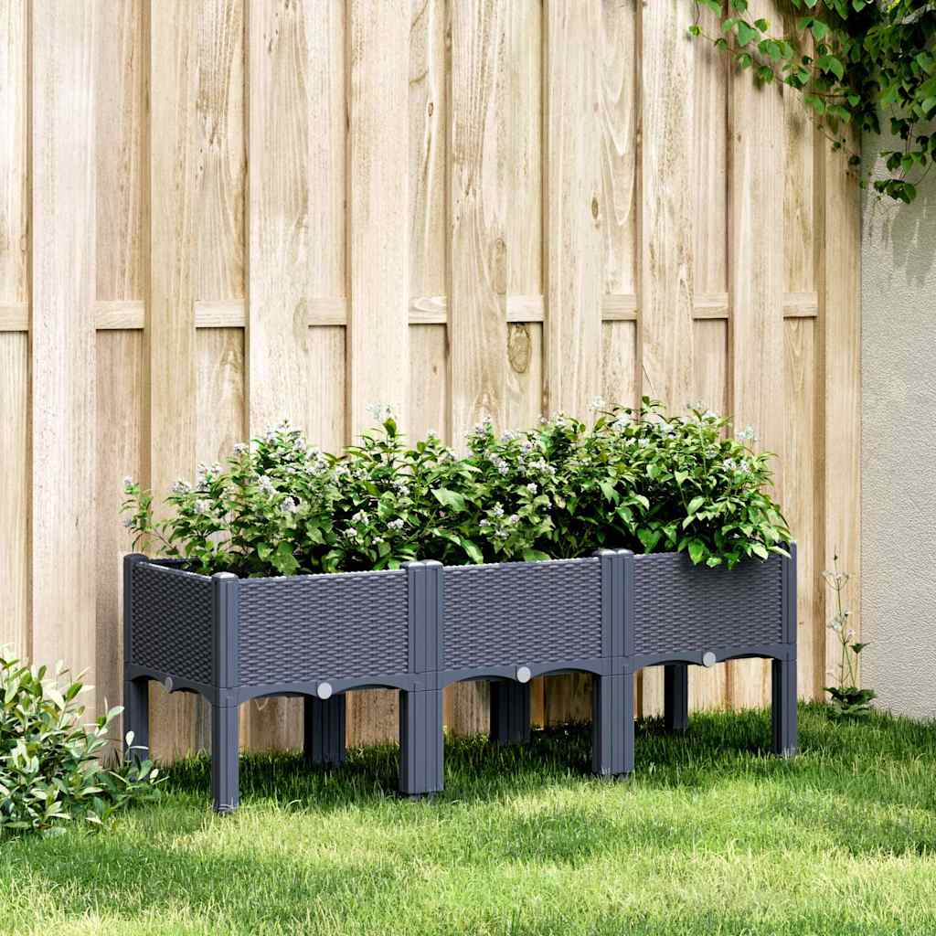 vidaXL Jardinera con patas PP azul gris 120x40x42 cm