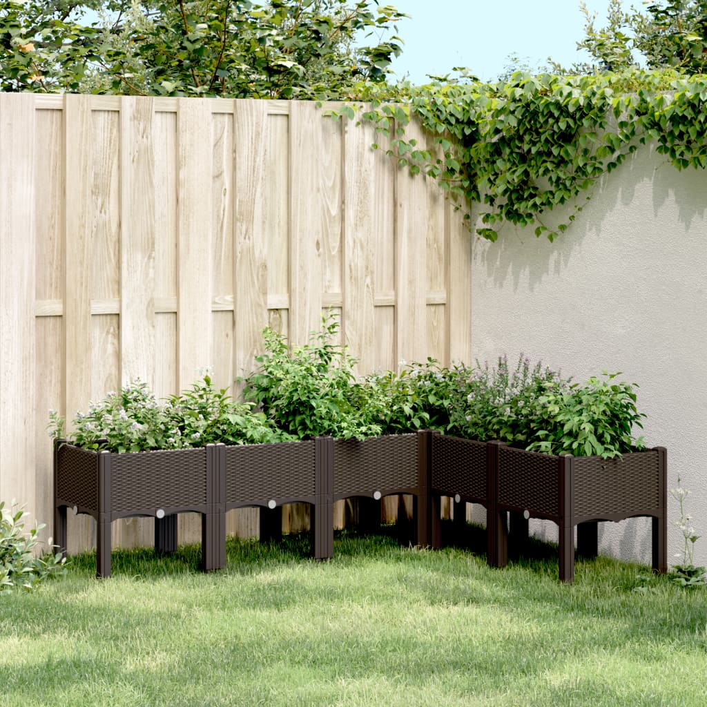 vidaXL Jardinera con patas PP marrón 160x120x42 cm