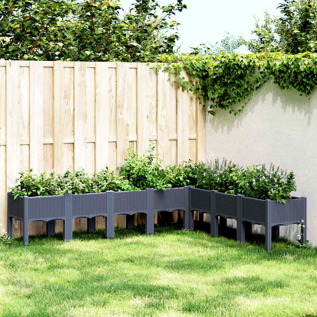 vidaXL Jardinera con patas PP azul gris 200x160x42 cm