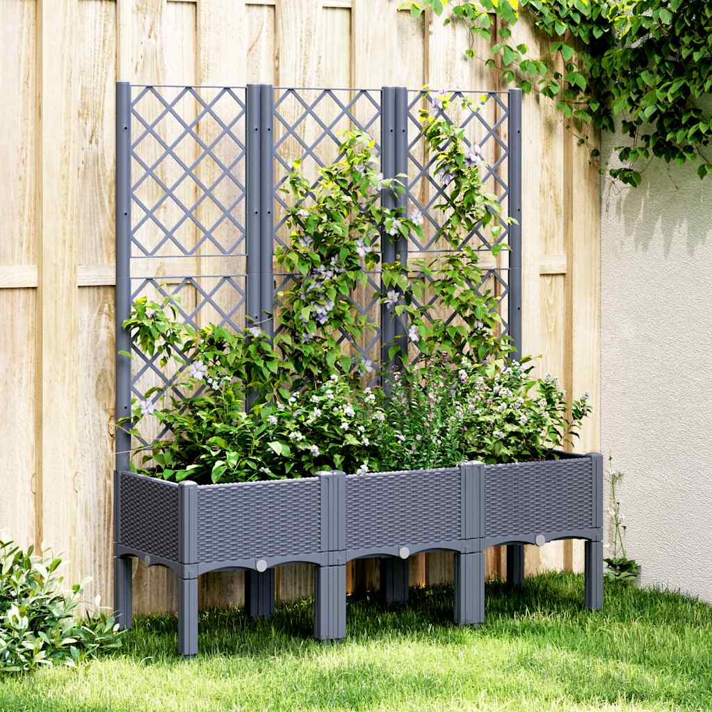 vidaXL Jardinera con enrejado PP azul gris 120x40x142 cm