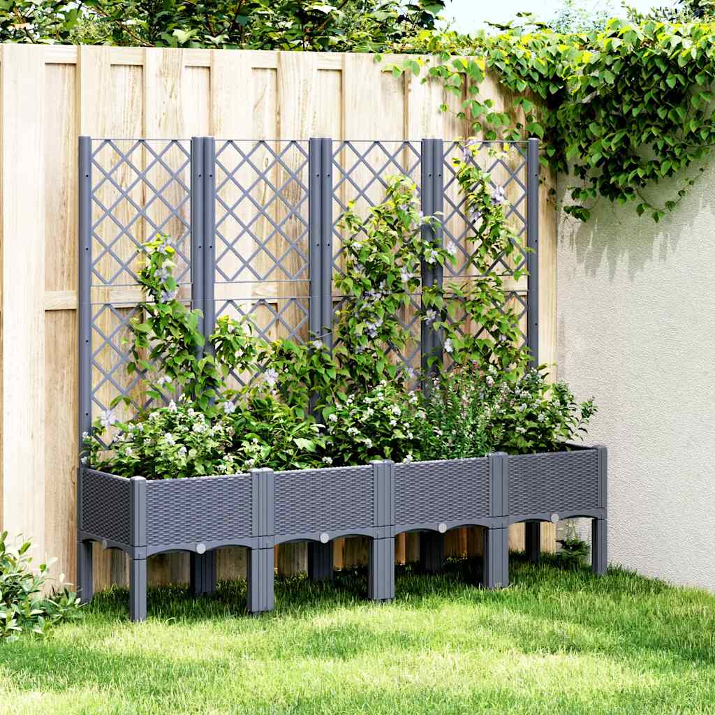 vidaXL Jardinera con enrejado PP azul gris 160x40x142 cm