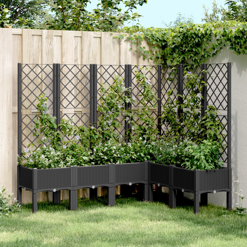 vidaXL Jardinera con enrejado PP negro 160x120x142 cm