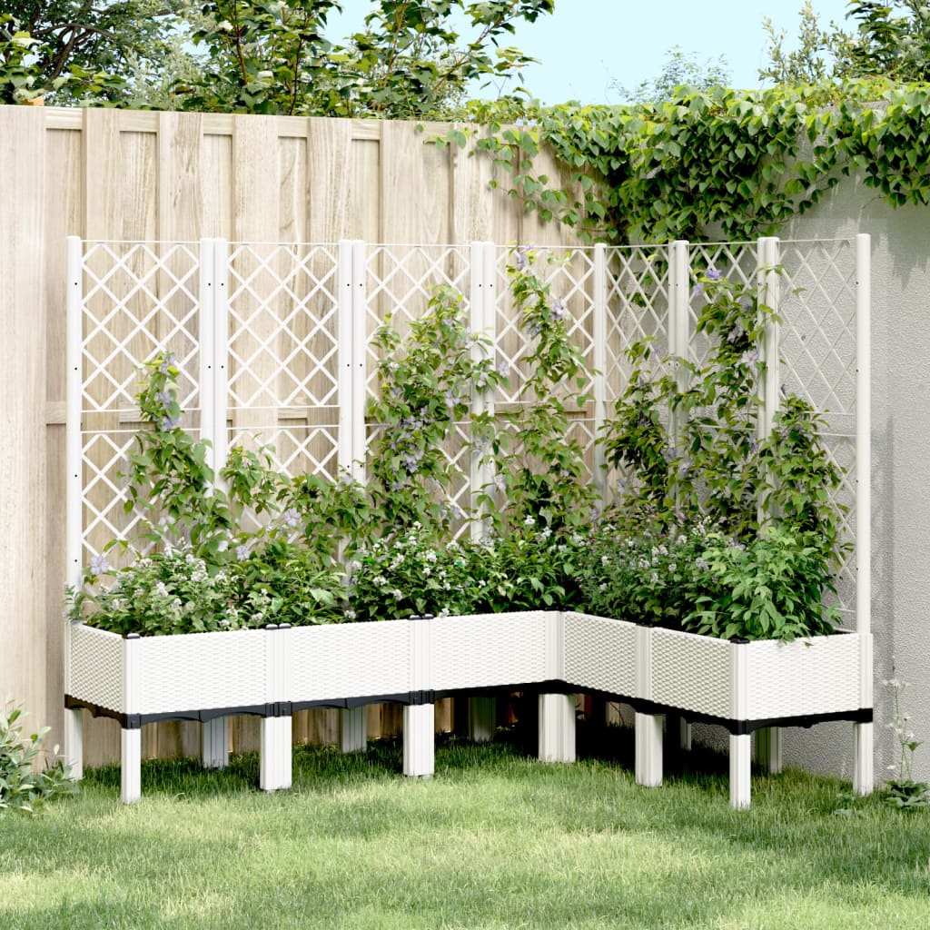 vidaXL Jardinera con enrejado PP blanco 160x120x142 cm