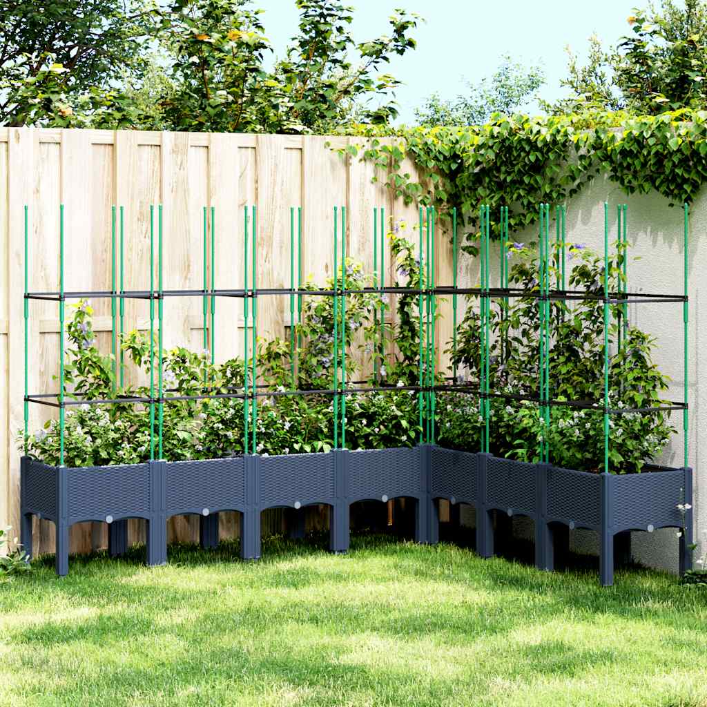 vidaXL Jardinera con enrejado PP azul gris 200x160x142,5 cm