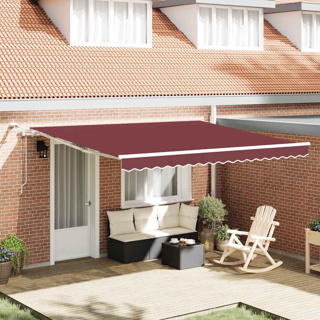 vidaXL Toldo retráctil automático con luces LED burdeos 400x300 cm