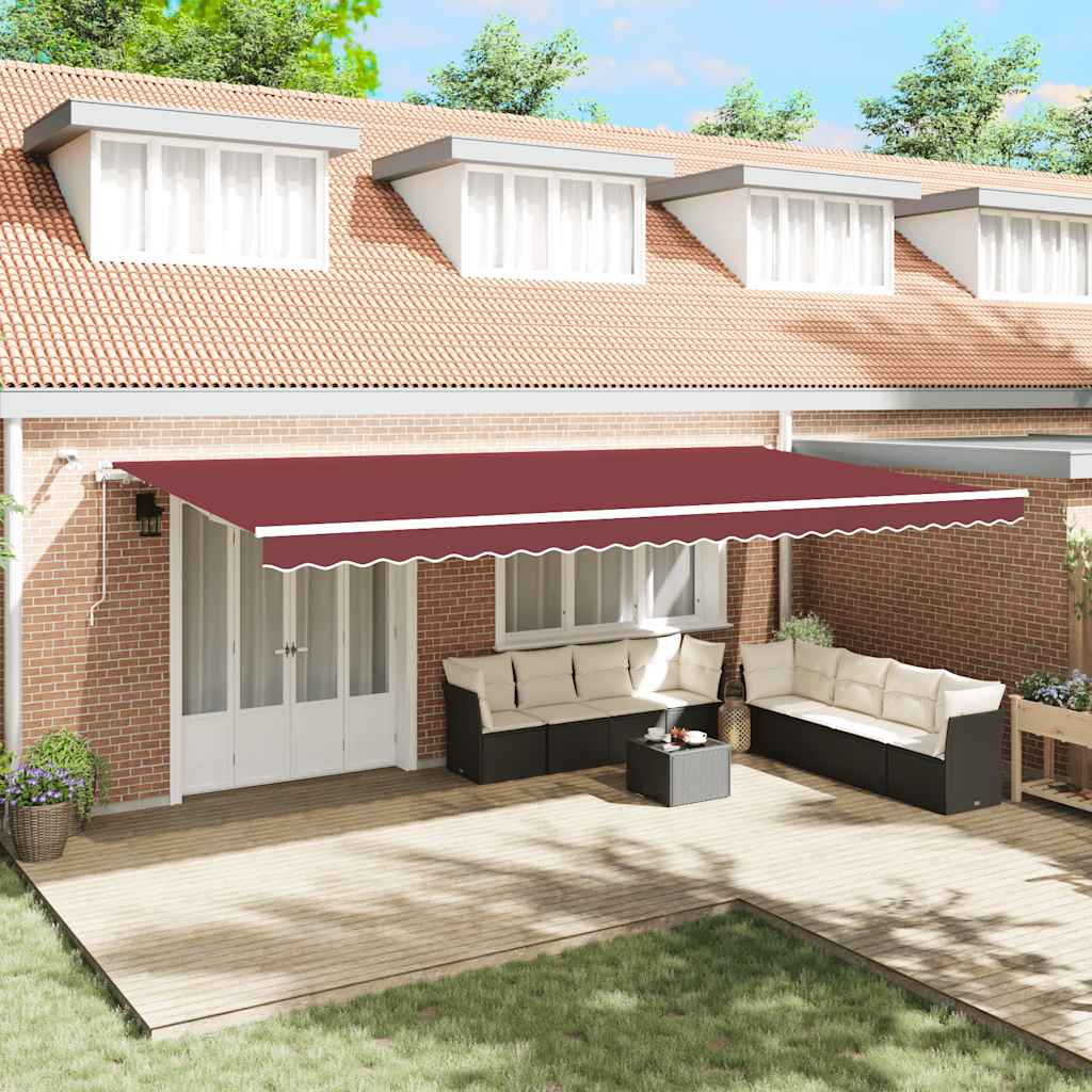 vidaXL Toldo retráctil automático con luces LED burdeos 600x300 cm