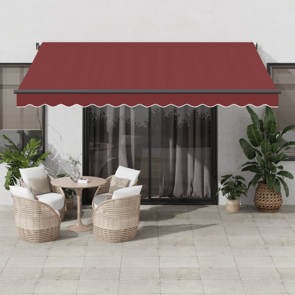 vidaXL Toldo retráctil automático color burdeos 400x350 cm