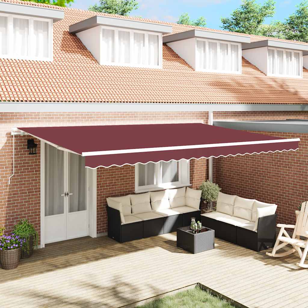 vidaXL Toldo retráctil manual burdeos 500x300 cm
