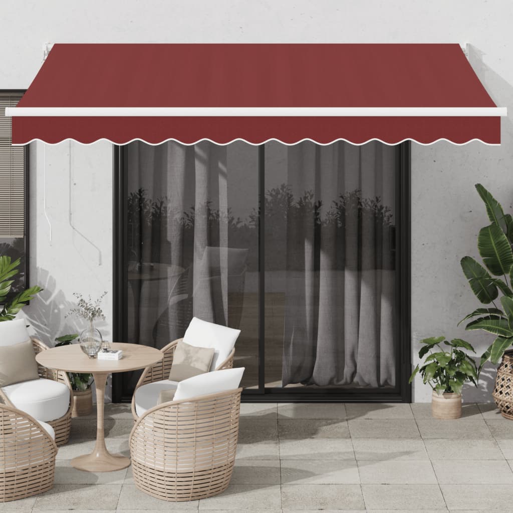 vidaXL Toldo retráctil manual color burdeos 350x250 cm