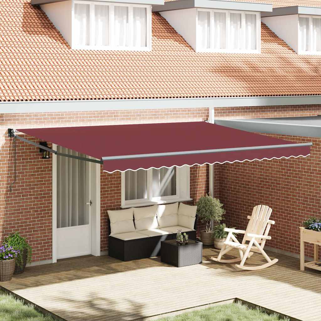 vidaXL Toldo retráctil automático burdeos 450x300 cm