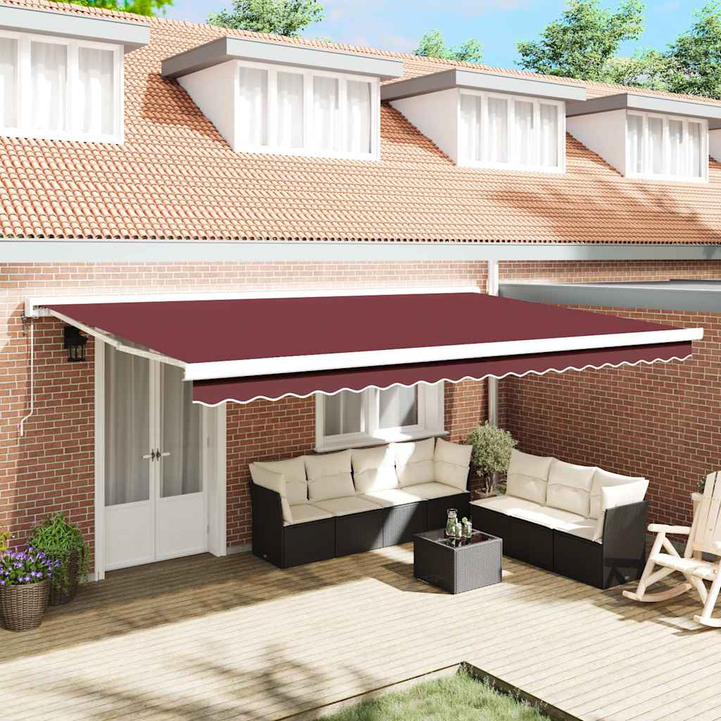 vidaXL Toldo retráctil automático burdeos 500x300 cm