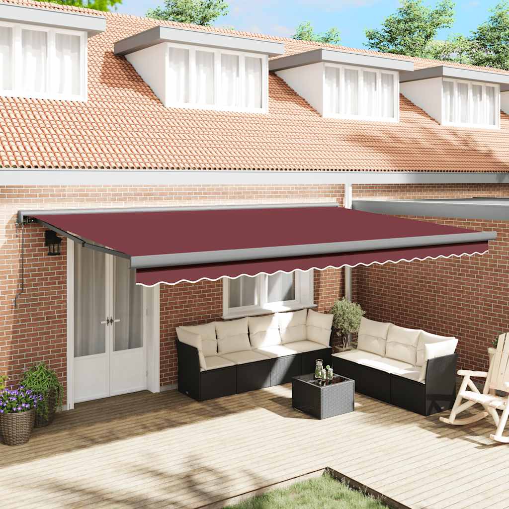 vidaXL Toldo retráctil automático burdeos 500x300 cm