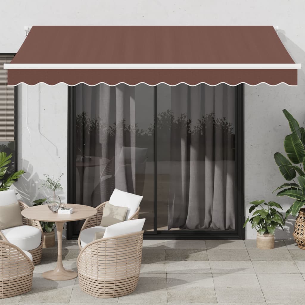 vidaXL Toldo retráctil automático con luces LED marrón 350x250 cm