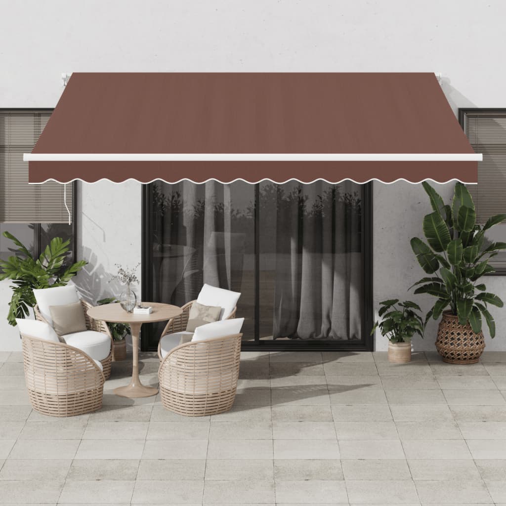 vidaXL Toldo retráctil automático con luces LED marrón 400x350 cm