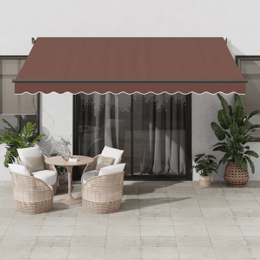 vidaXL Toldo retráctil manual marrón 400x350 cm