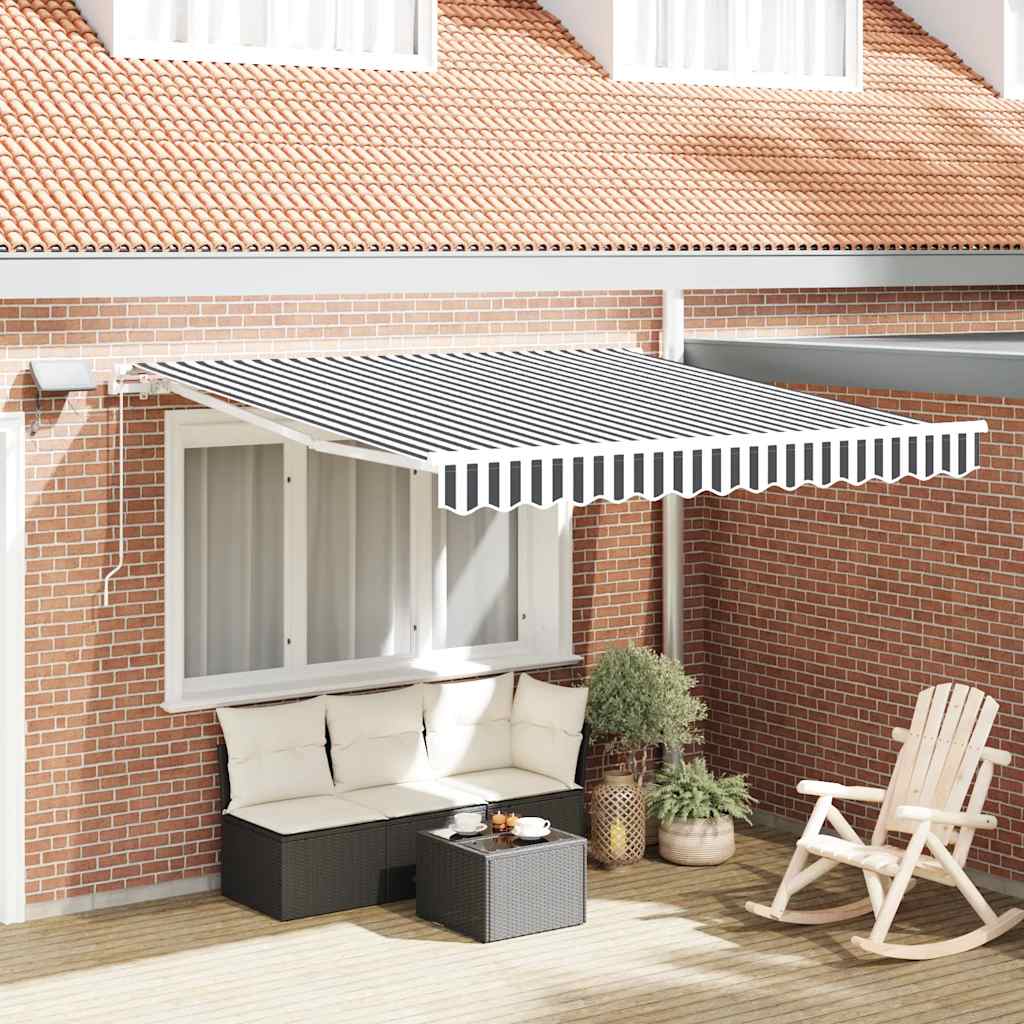 vidaXL Toldo retráctil manual con LED antracita y blanco 300x250 cm