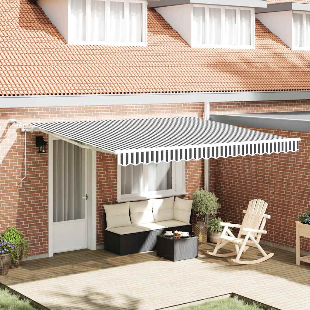 vidaXL Toldo retráctil automático luz LED antracita blanco 400x300cm