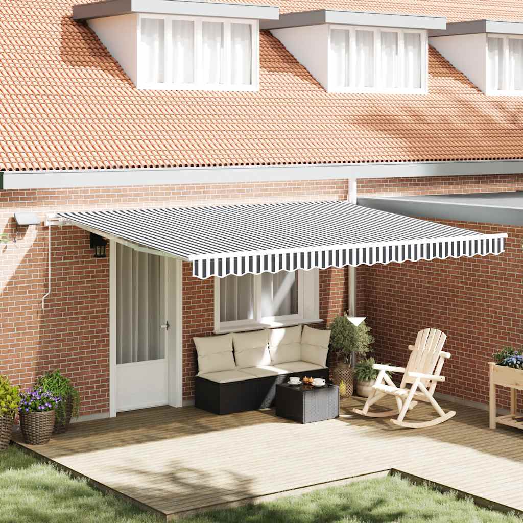 vidaXL Toldo retráctil manual con LED antracita y blanco 450x300 cm