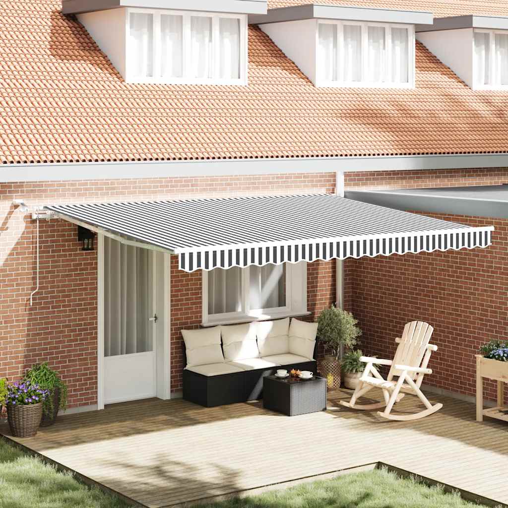 vidaXL Toldo retráctil automático luz LED antracita blanco 450x300 cm