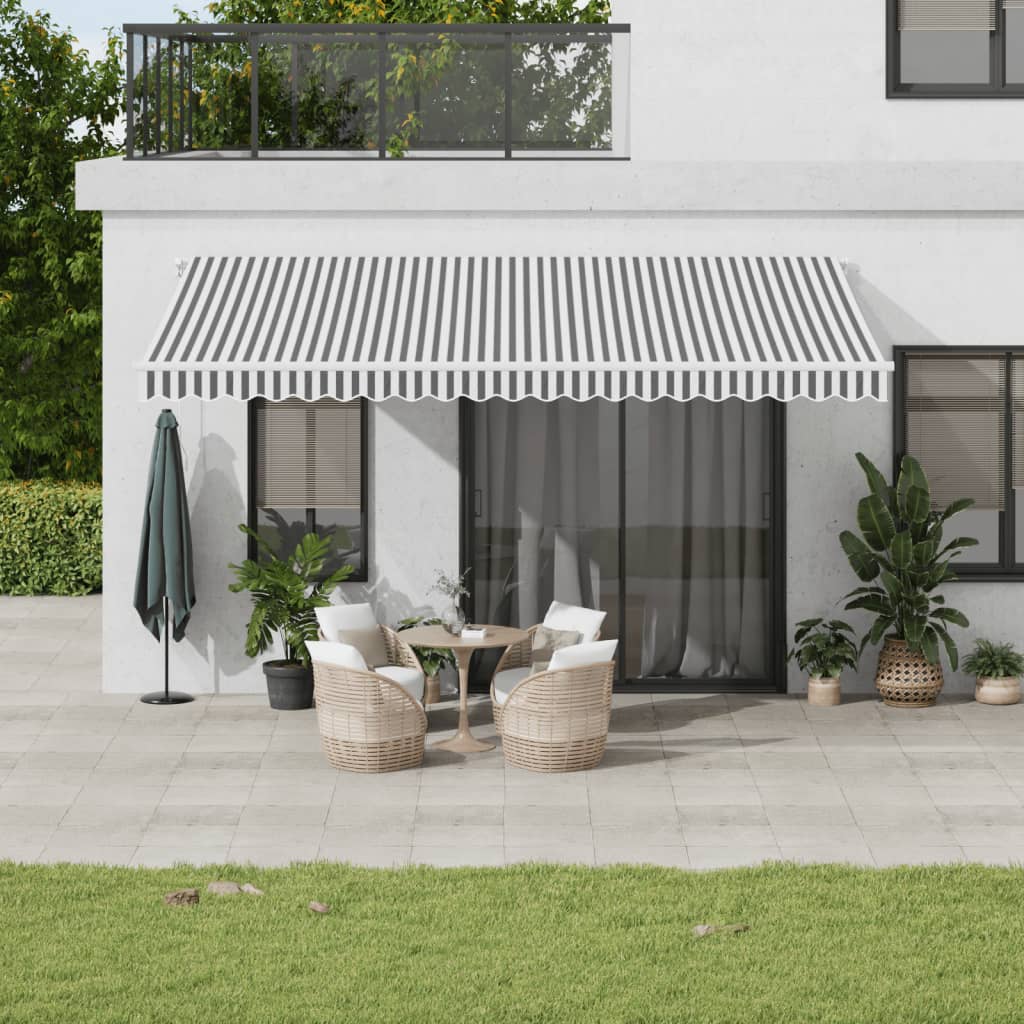 vidaXL Toldo retráctil manual luz LED antracita y blanco 500x350 cm