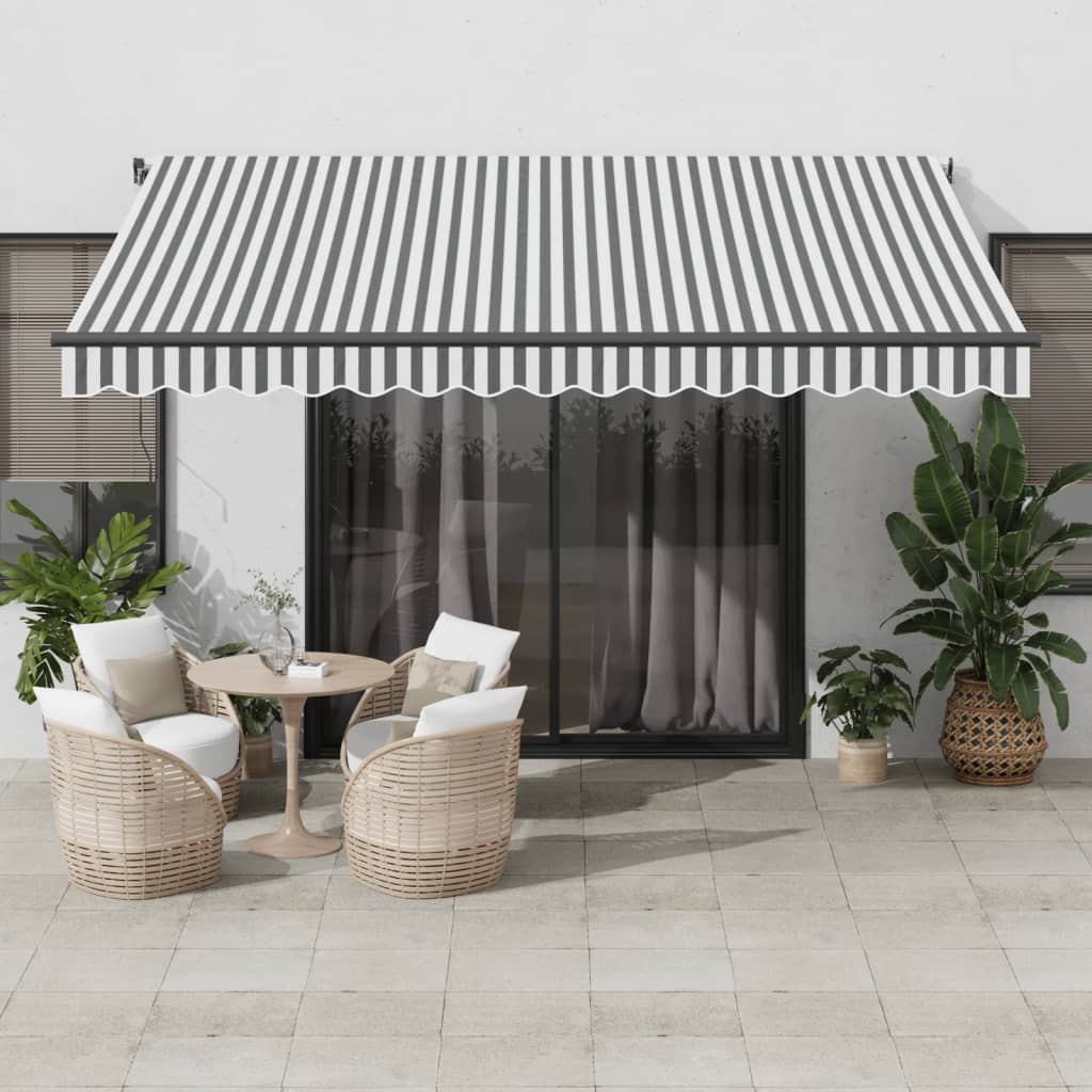 vidaXL Toldo retráctil manual gris antracita y blanco 400x350 cm