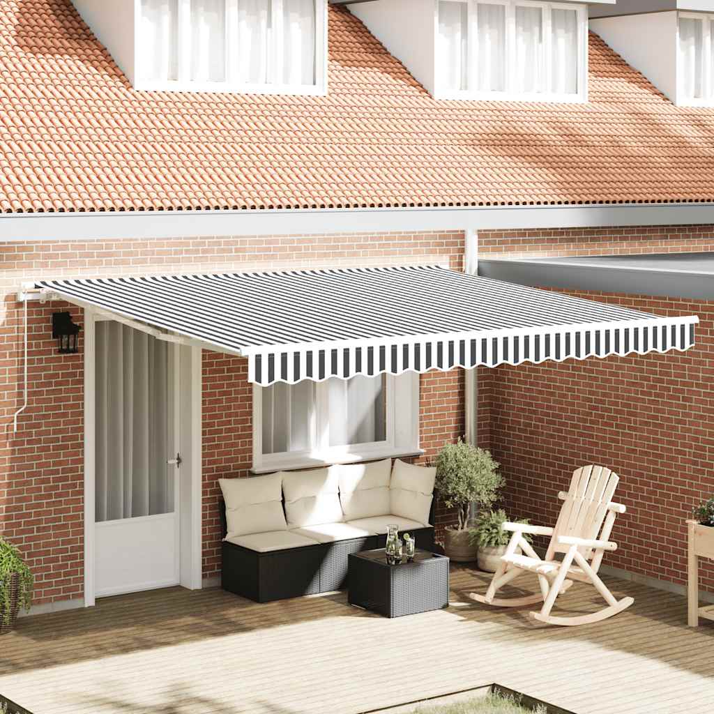 vidaXL Toldo retráctil manual gris antracita y blanco 400x300 cm