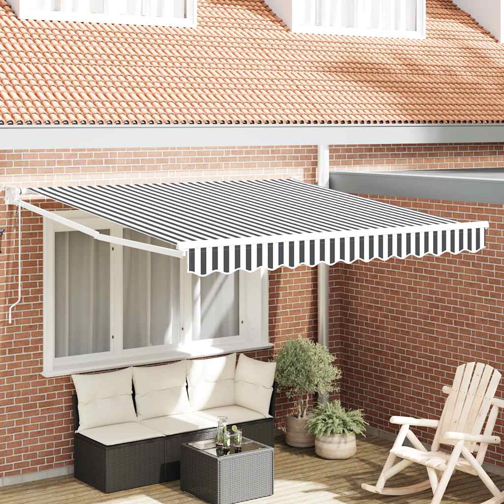 vidaXL Toldo retráctil aluminio y tela gris antracita y blanco 3x2,5 m