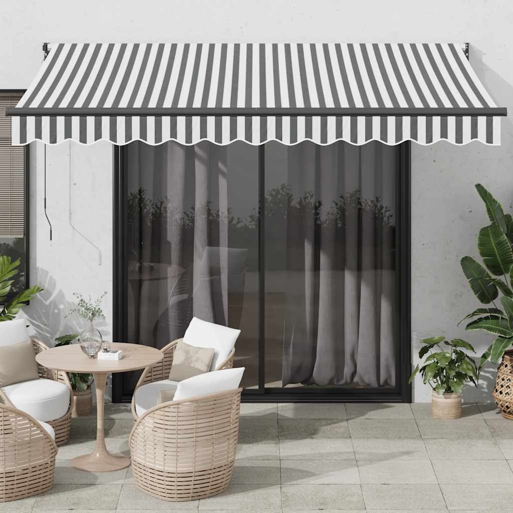 vidaXL Toldo retráctil aluminio y tela antracita y blanco 3,5x2,5 m