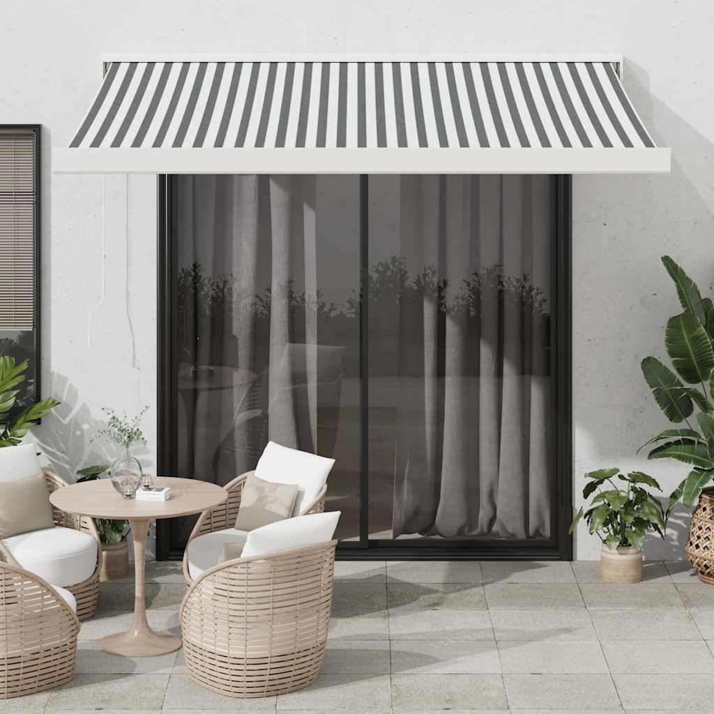 vidaXL Toldo retráctil aluminio y tela antracita y blanco 3,5x2,5 m