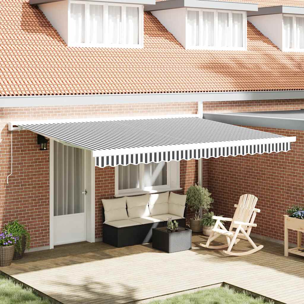 vidaXL Toldo retráctil aluminio y tela gris antracita y blanco 4,5x3 m