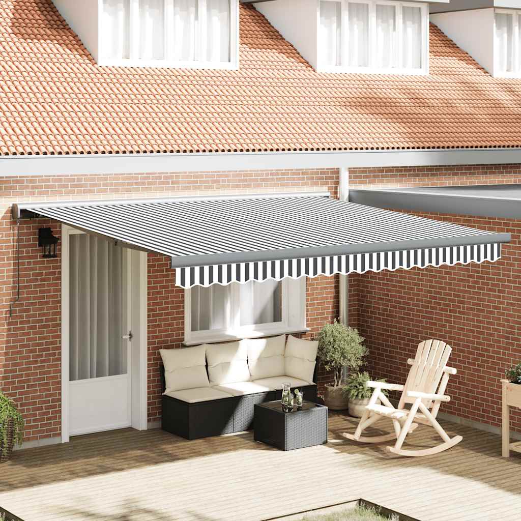 vidaXL Toldo retráctil aluminio y tela gris antracita y blanco 4x3 m