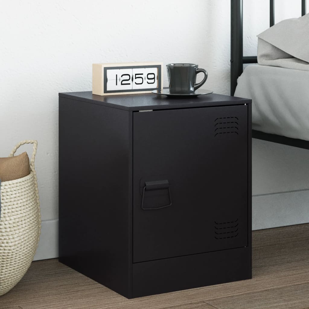 vidaXL Mesita de noche acero negra 34,5x39x44 cm