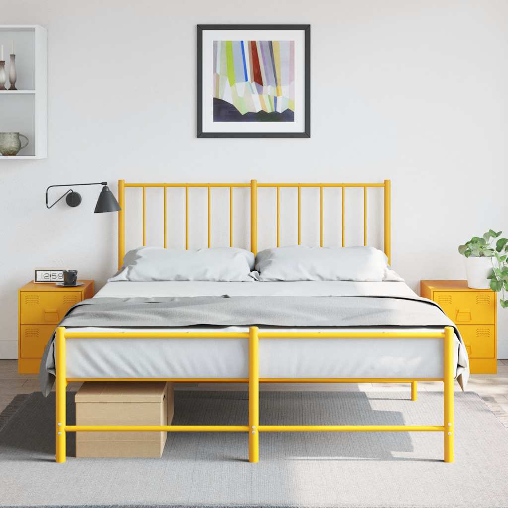 vidaXL Mesitas de noche 2 unidades acero amarillo 34,5x39x44 cm