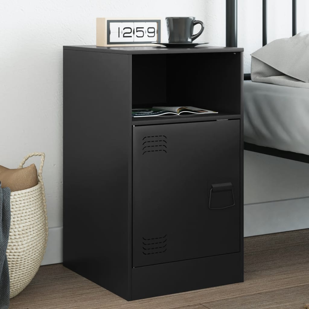 vidaXL Mesita de noche acero negra 34,5x39x62 cm
