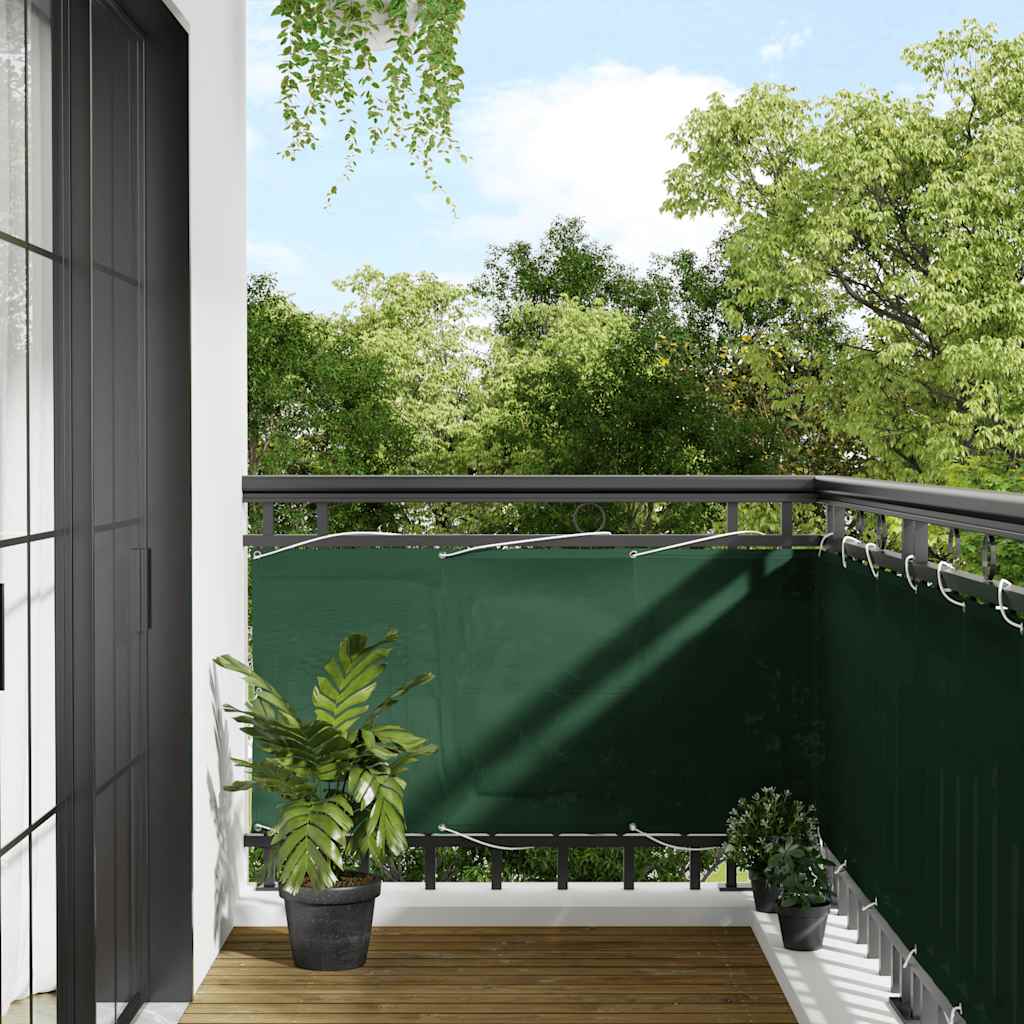 vidaXL Pantalla de balcón 100% poliéster Oxford verde oscuro 75x1000cm
