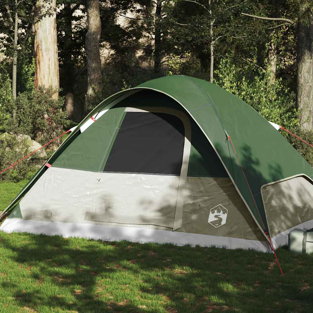 vidaXL Tienda de campaña familiar iglú 6 personas impermeable verde