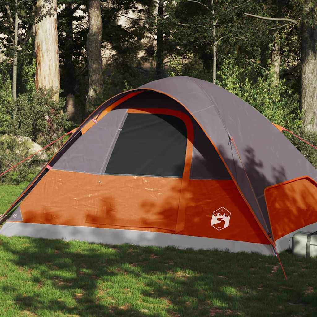 vidaXL Tienda familiar con cúpula para 6 personas impermeable naranja