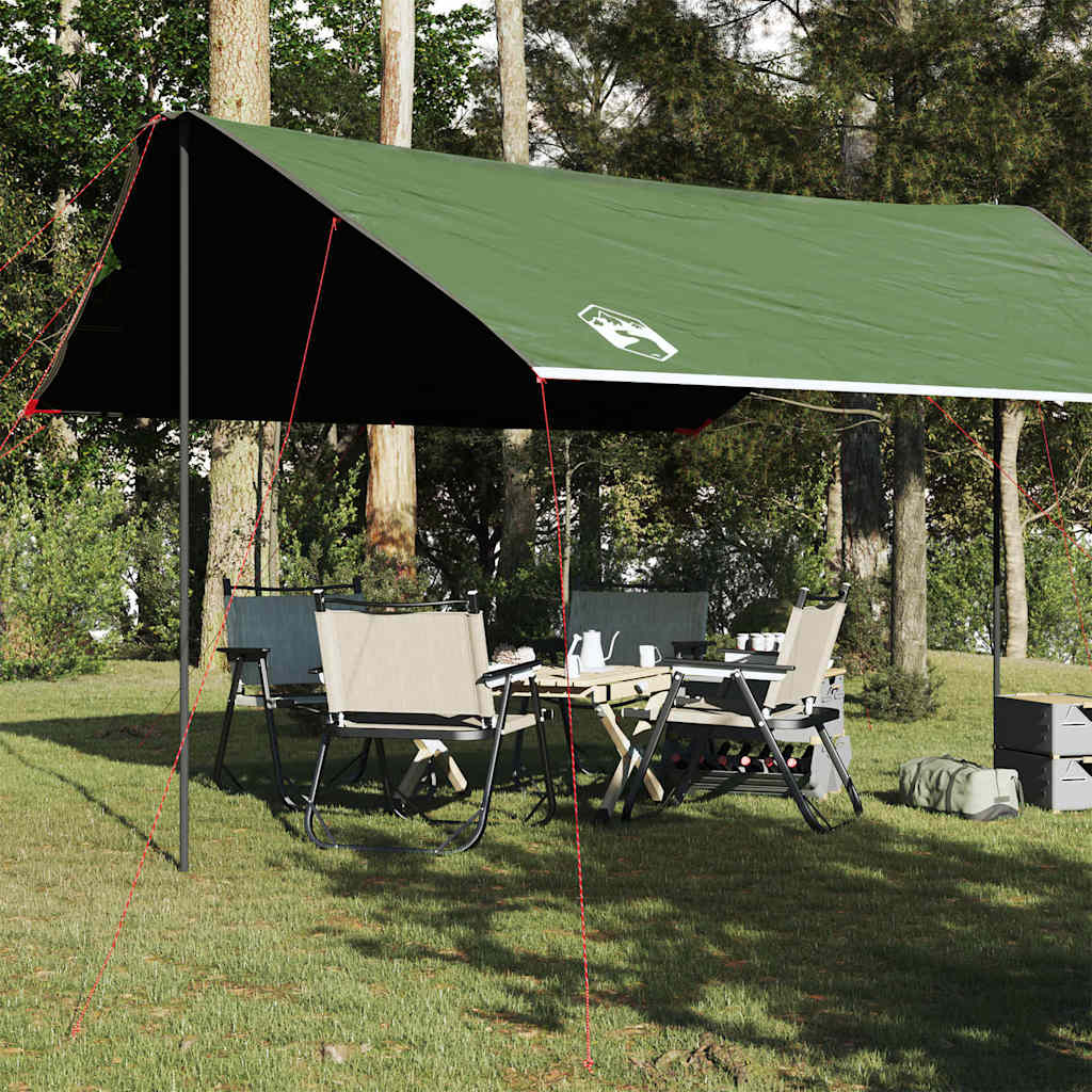 vidaXL Lona de camping impermeable verde 460x305x210 cm