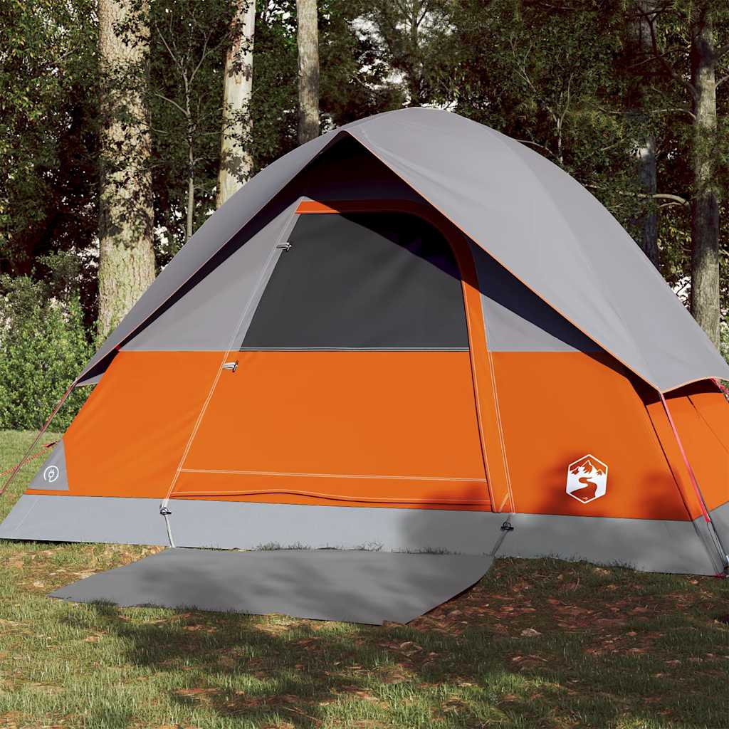 vidaXL Tienda de campaña iglú para 3 personas impermeable gris y naranja