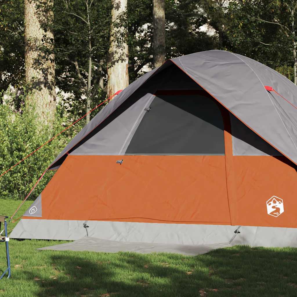 vidaXL Tienda familiar con cúpula para 6 personas impermeable gris y naranja