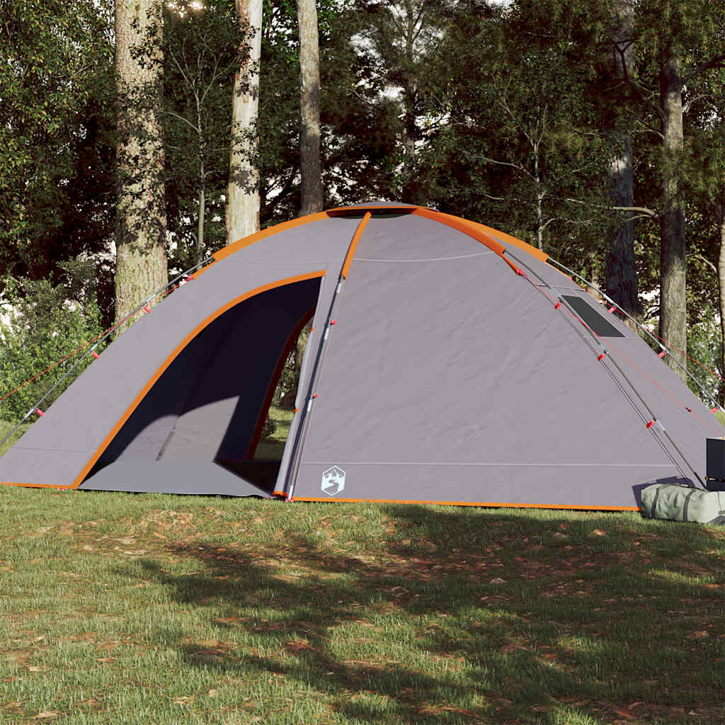 vidaXL Tienda de campaña para 8 personas impermeable gris y naranja