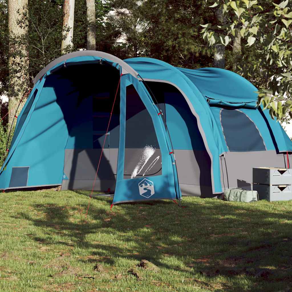 vidaXL Tienda de campaña familiar 6 personas impermeable azul