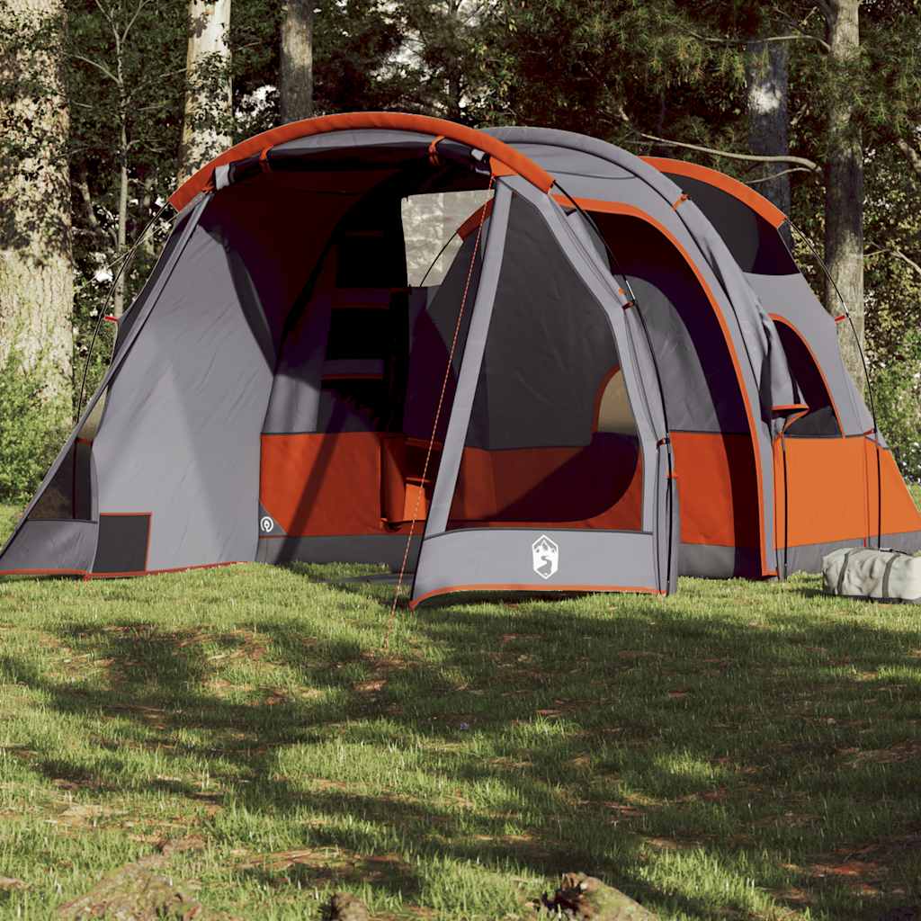 vidaXL Tienda de campaña túnel para 4 personas impermeable gris y naranja