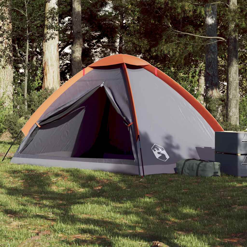 vidaXL Tienda de campaña iglú para 4 personas impermeable gris naranja