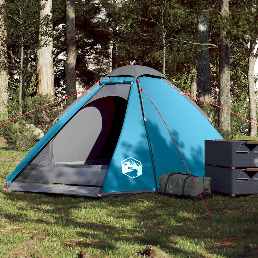 vidaXL Tienda de campaña iglú para 4 personas impermeable azul