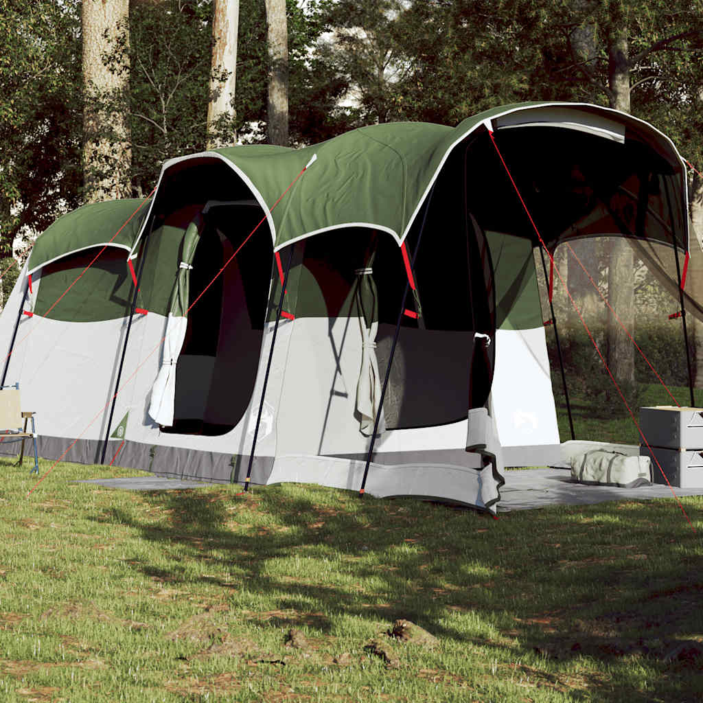vidaXL Tienda de campaña familiar túnel 8 personas impermeable verde