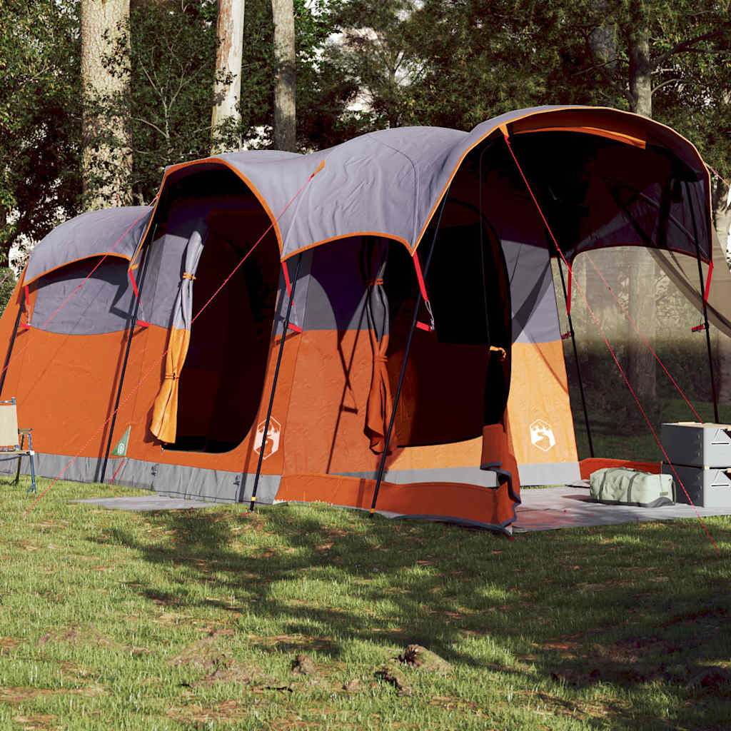 vidaXL Tienda de campaña familiar túnel 8 personas impermeable naranja